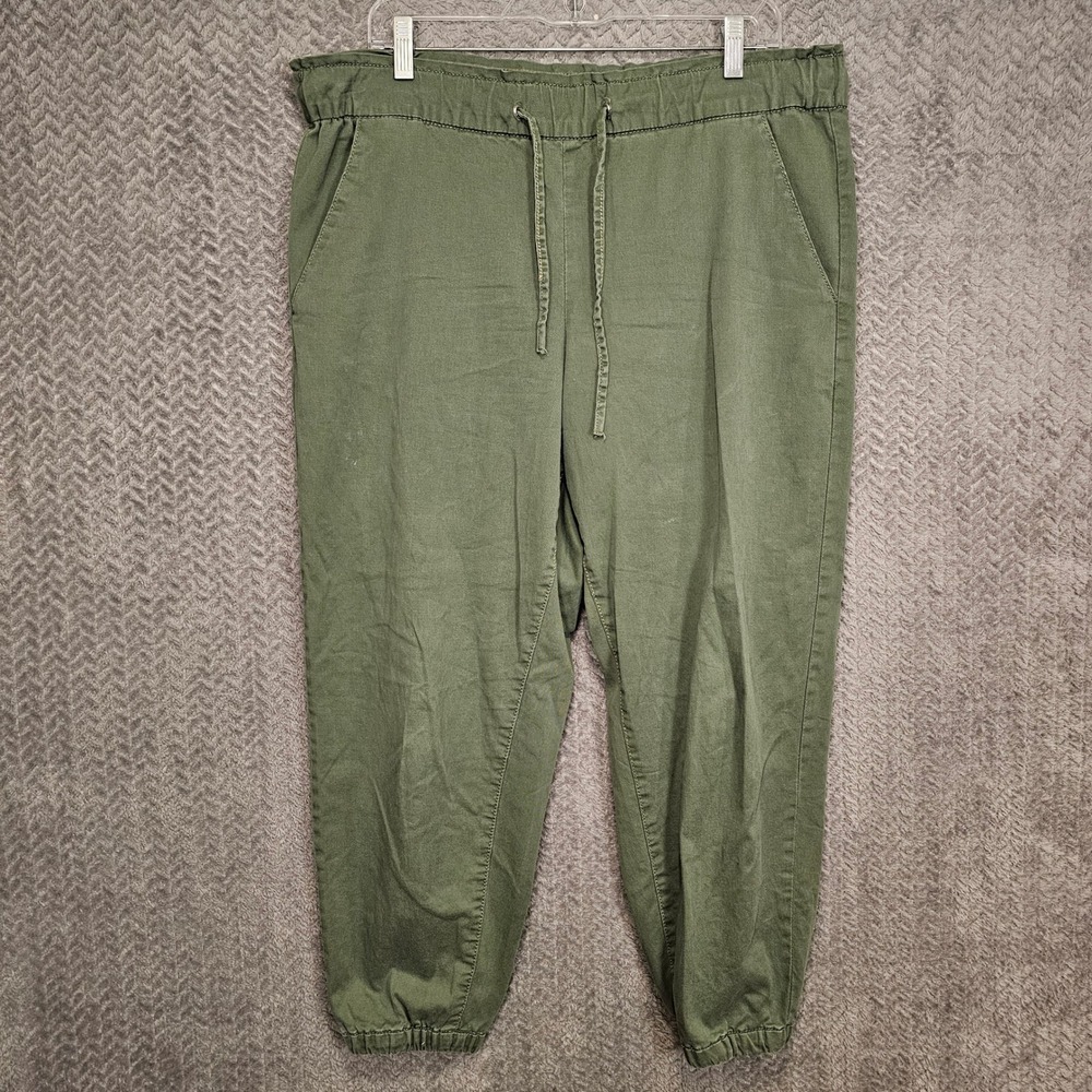 Levis Women Off Duty Olive Green Cotton Lyocell Elastic Waist Jogger Pants Large